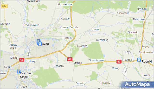 mapa Skotnica gmina Praszka, Skotnica gmina Praszka na mapie Targeo