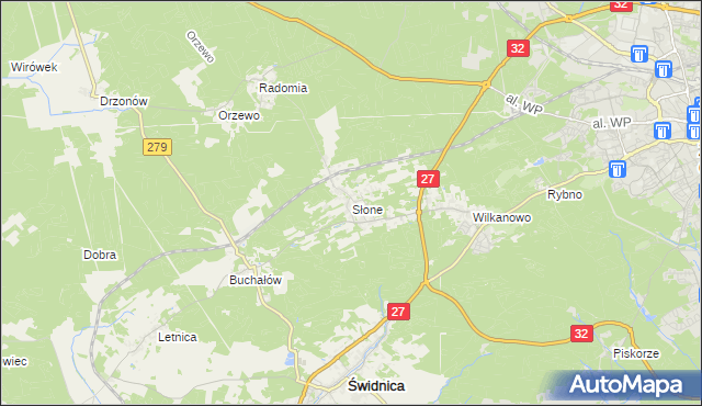 mapa Słone gmina Świdnica, Słone gmina Świdnica na mapie Targeo