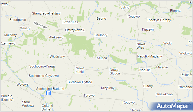 mapa Słupca gmina Bulkowo, Słupca gmina Bulkowo na mapie Targeo