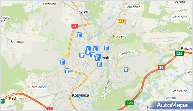 mapa Słupska, Słupsk na mapie Targeo