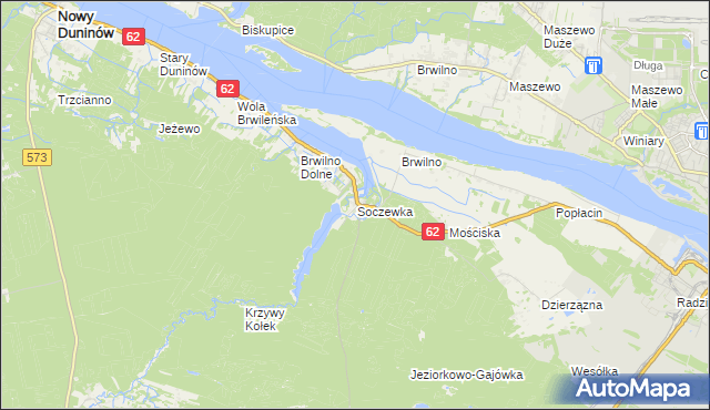 mapa Soczewka gmina Nowy Duninów, Soczewka gmina Nowy Duninów na mapie Targeo