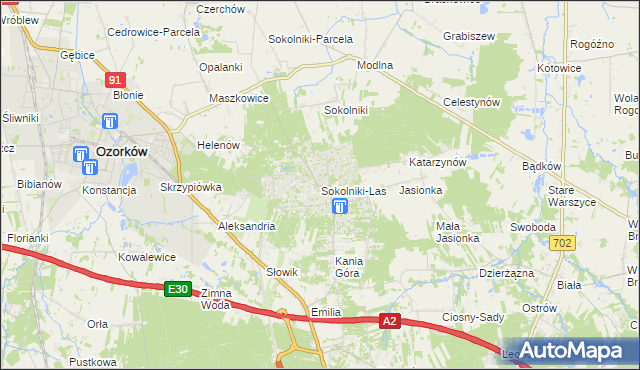 mapa Sokolniki-Las, Sokolniki-Las na mapie Targeo