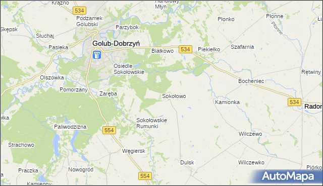 mapa Sokołowo gmina Golub-Dobrzyń, Sokołowo gmina Golub-Dobrzyń na mapie Targeo