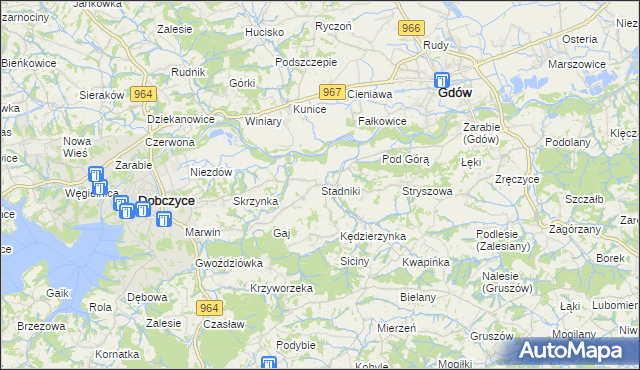 mapa Stadniki gmina Dobczyce, Stadniki gmina Dobczyce na mapie Targeo