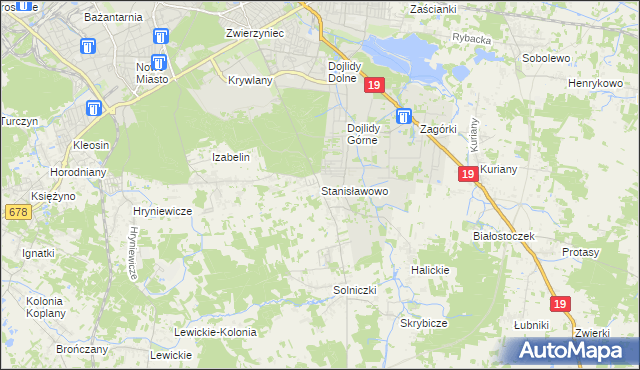 mapa Stanisławowo gmina Juchnowiec Kościelny, Stanisławowo gmina Juchnowiec Kościelny na mapie Targeo