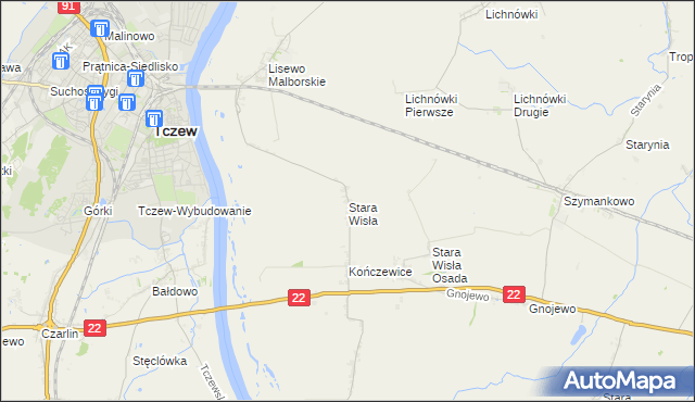 mapa Stara Wisła, Stara Wisła na mapie Targeo