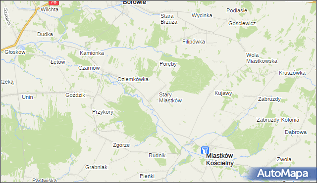 mapa Stary Miastków, Stary Miastków na mapie Targeo