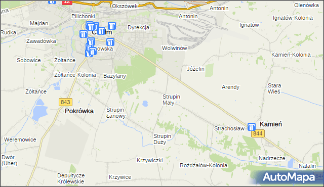 mapa Strupin Mały, Strupin Mały na mapie Targeo