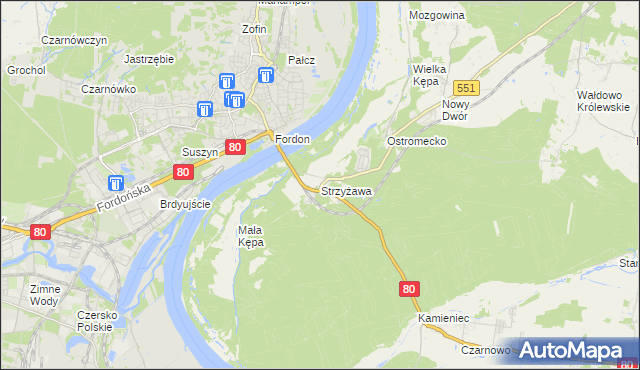 mapa Strzyżawa, Strzyżawa na mapie Targeo