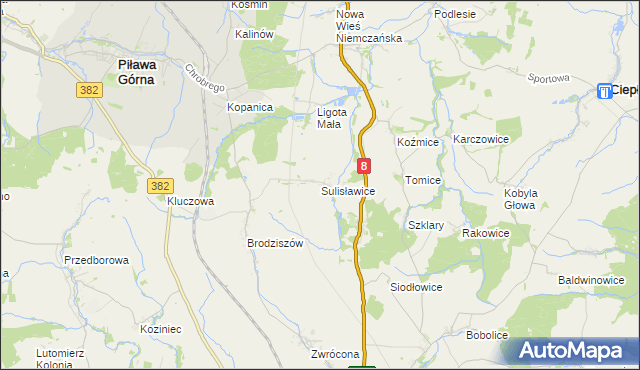 mapa Sulisławice gmina Ząbkowice Śląskie, Sulisławice gmina Ząbkowice Śląskie na mapie Targeo