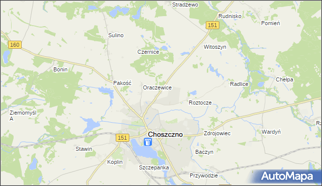 mapa Sułowo gmina Choszczno, Sułowo gmina Choszczno na mapie Targeo