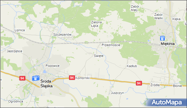 mapa Święte gmina Środa Śląska, Święte gmina Środa Śląska na mapie Targeo