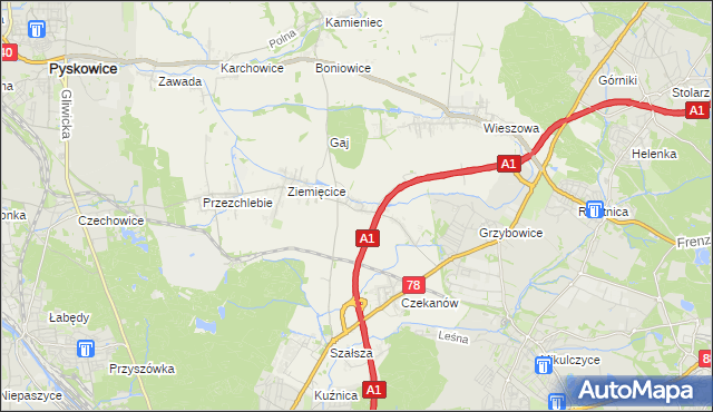 mapa Świętoszowice, Świętoszowice na mapie Targeo