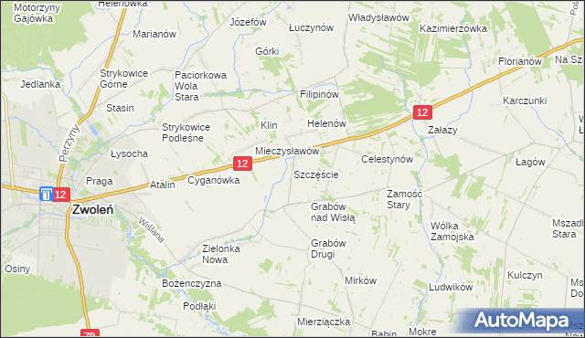 mapa Szczęście, Szczęście na mapie Targeo