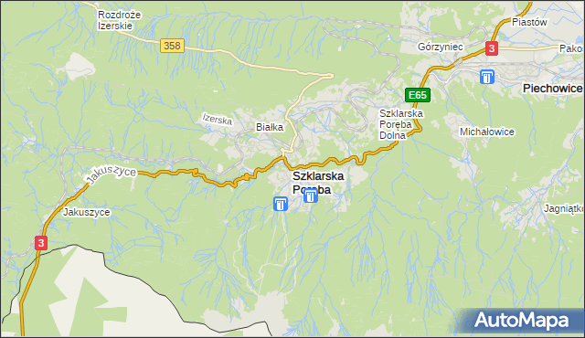 mapa Szklarska Poręba, Szklarska Poręba na mapie Targeo