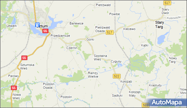 mapa Szpitalna Wieś, Szpitalna Wieś na mapie Targeo