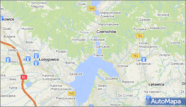 mapa Tresna, Tresna na mapie Targeo