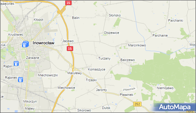 mapa Turzany gmina Inowrocław, Turzany gmina Inowrocław na mapie Targeo