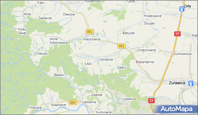 mapa Ujkowice, Ujkowice na mapie Targeo