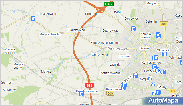 mapa Uniszowice, Uniszowice na mapie Targeo