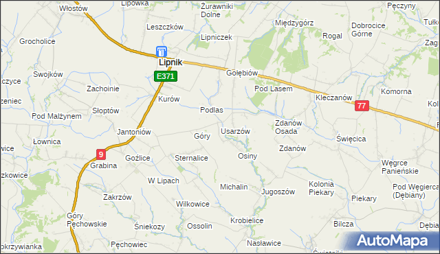 mapa Usarzów, Usarzów na mapie Targeo