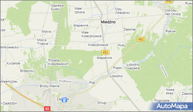 mapa Wapiennik gmina Kłobuck, Wapiennik gmina Kłobuck na mapie Targeo