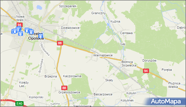 mapa Warmątowice, Warmątowice na mapie Targeo