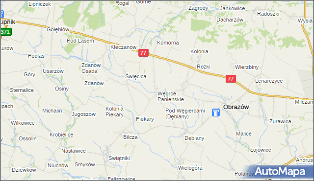 mapa Węgrce Panieńskie, Węgrce Panieńskie na mapie Targeo