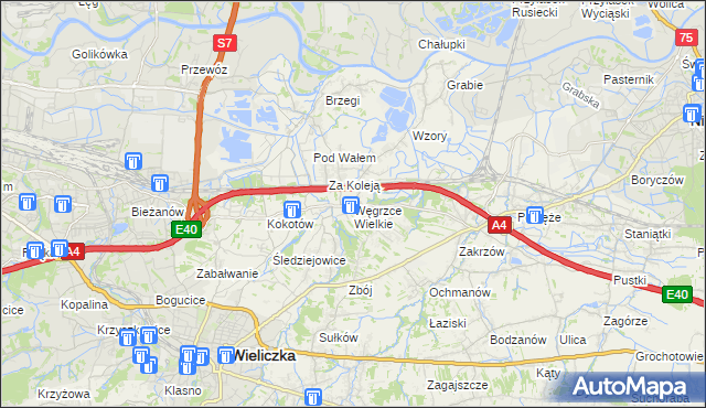 mapa Węgrzce Wielkie, Węgrzce Wielkie na mapie Targeo