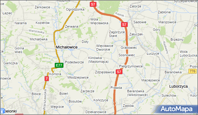 mapa Więcławice Stare, Więcławice Stare na mapie Targeo