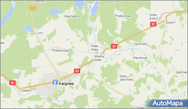 mapa Wielka Wieś gmina Siedlec, Wielka Wieś gmina Siedlec na mapie Targeo