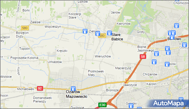 mapa Wieruchów, Wieruchów na mapie Targeo