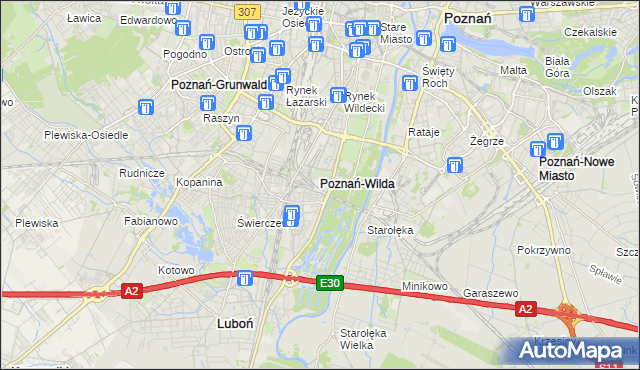 mapa Wilda, Wilda na mapie Targeo