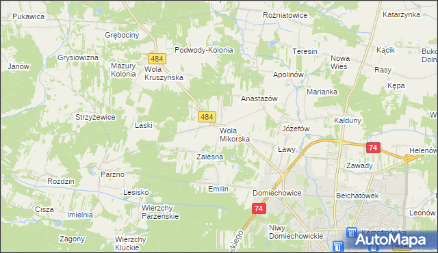 mapa Wola Mikorska, Wola Mikorska na mapie Targeo