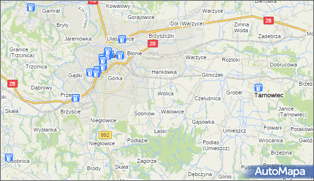 mapa Wolica gmina Jasło, Wolica gmina Jasło na mapie Targeo