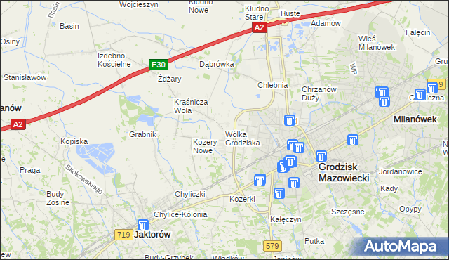 mapa Wólka Grodziska gmina Grodzisk Mazowiecki, Wólka Grodziska gmina Grodzisk Mazowiecki na mapie Targeo