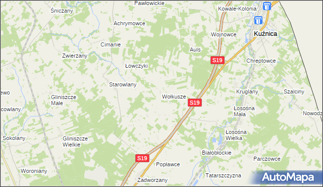 mapa Wołkusze, Wołkusze na mapie Targeo