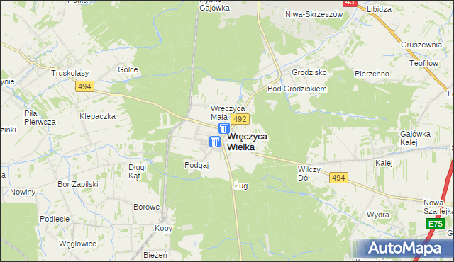 mapa Wręczyca Wielka, Wręczyca Wielka na mapie Targeo