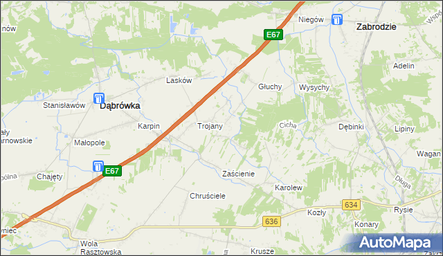 mapa Wszebory gmina Dąbrówka, Wszebory gmina Dąbrówka na mapie Targeo