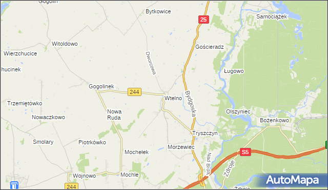 mapa Wtelno, Wtelno na mapie Targeo