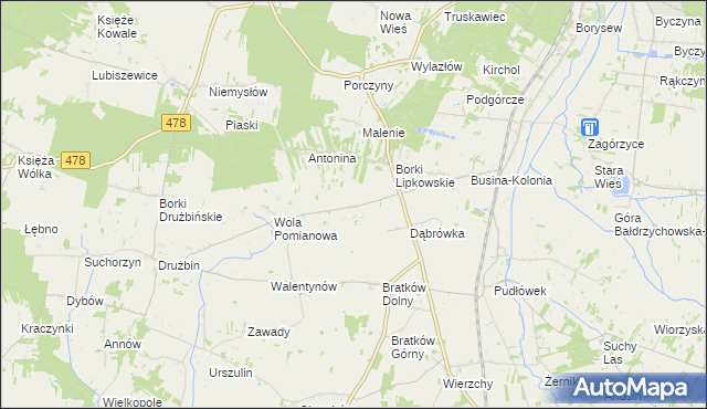 mapa Wyrębów gmina Zadzim, Wyrębów gmina Zadzim na mapie Targeo