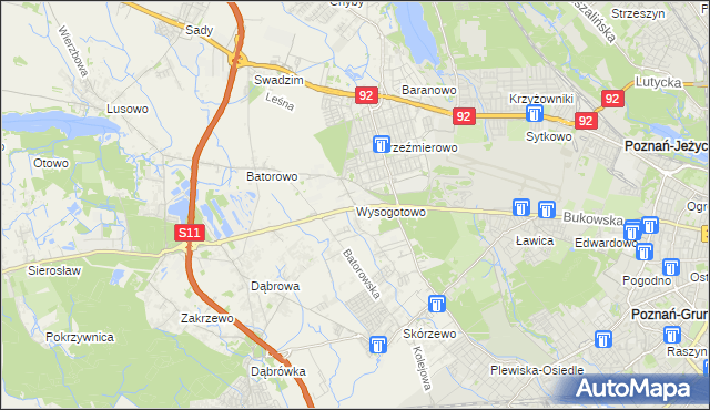 mapa Wysogotowo, Wysogotowo na mapie Targeo