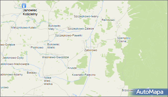 mapa Zaborowo gmina Janowiec Kościelny, Zaborowo gmina Janowiec Kościelny na mapie Targeo