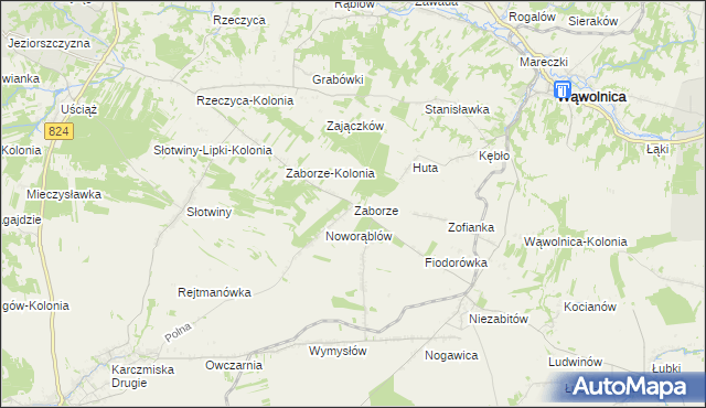 mapa Zaborze gmina Karczmiska, Zaborze gmina Karczmiska na mapie Targeo