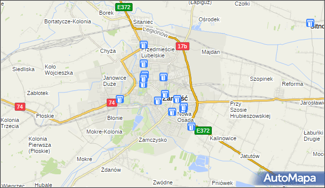 mapa Zamościa, Zamość na mapie Targeo