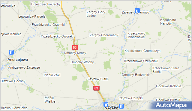 mapa Zaręby-Bindugi, Zaręby-Bindugi na mapie Targeo