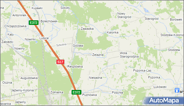mapa Żelazna gmina Pilawa, Żelazna gmina Pilawa na mapie Targeo