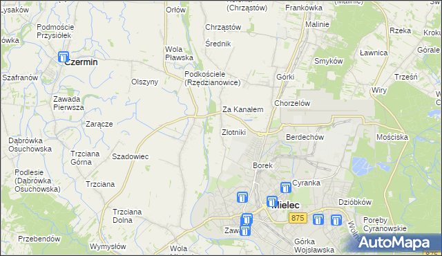 mapa Złotniki gmina Mielec, Złotniki gmina Mielec na mapie Targeo
