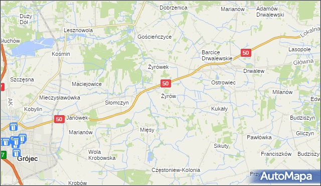 mapa Żyrów, Żyrów na mapie Targeo