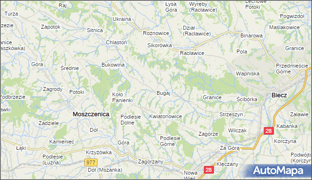 mapa Bugaj gmina Biecz, Bugaj gmina Biecz na mapie Targeo